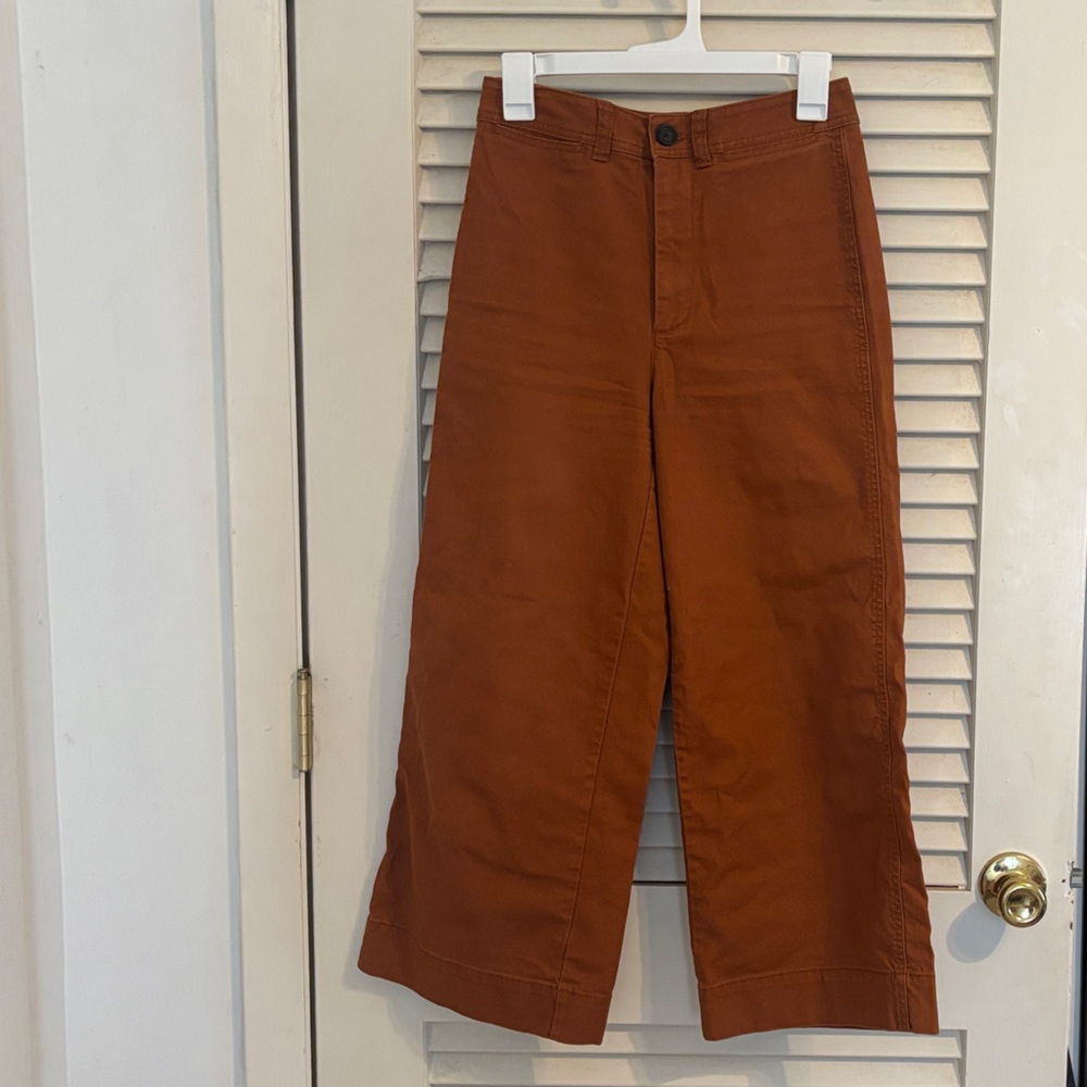 Madewell Women's Wide-Leg Flare Pants in Rust Brown